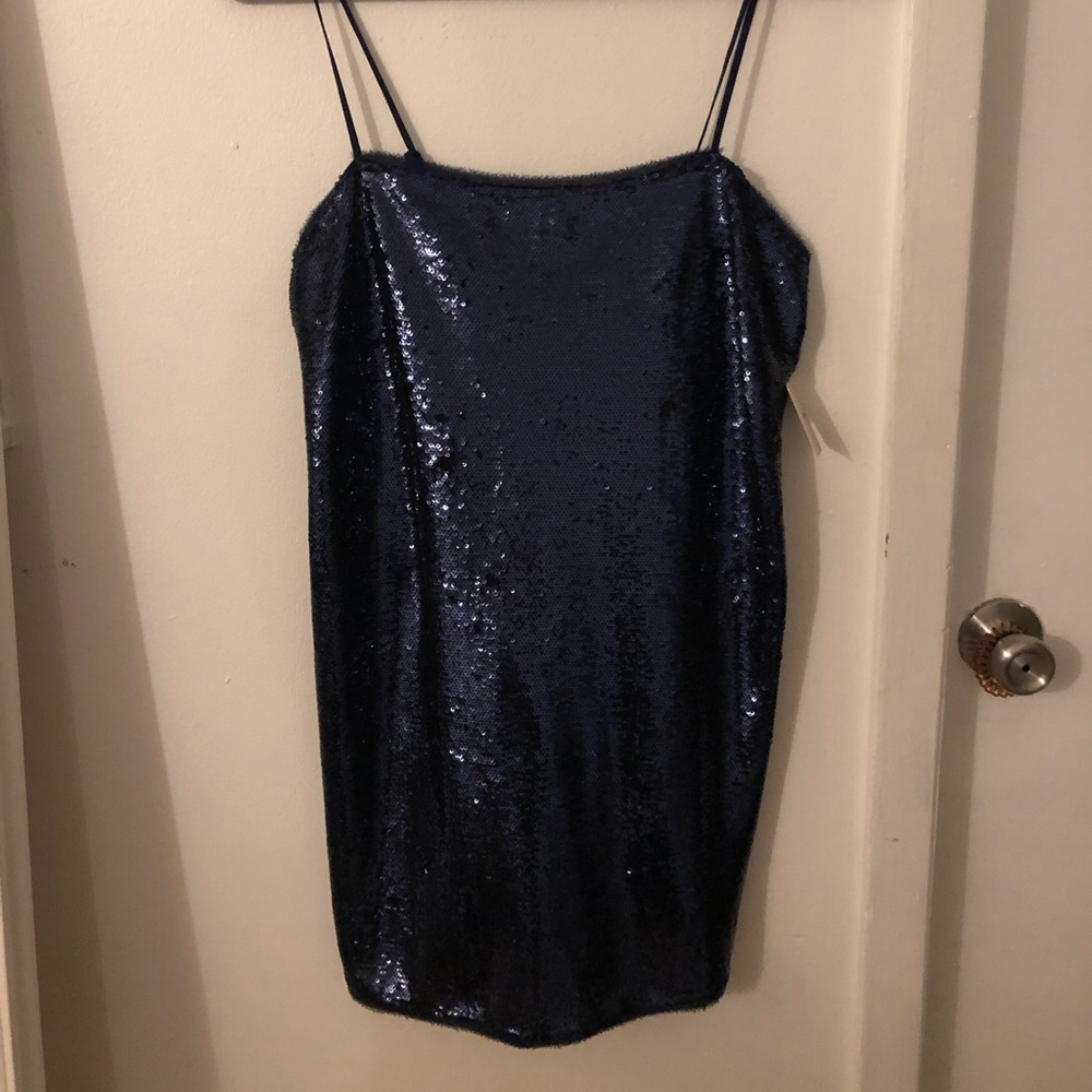 Free people navy sequin slip dress, NWT